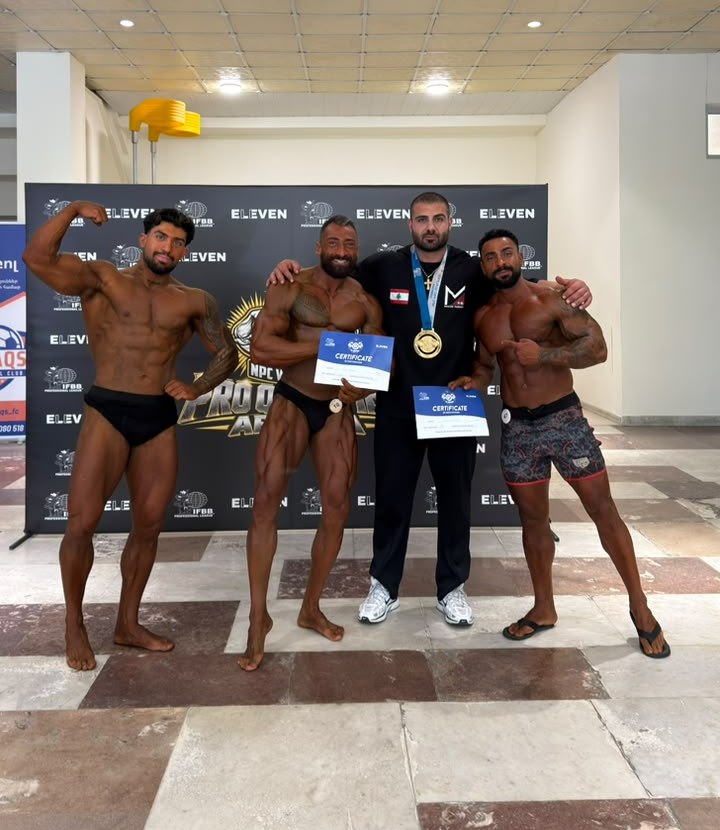 Michel Maalouf with three Team Maalouf athletes in Yerevan, Armenia